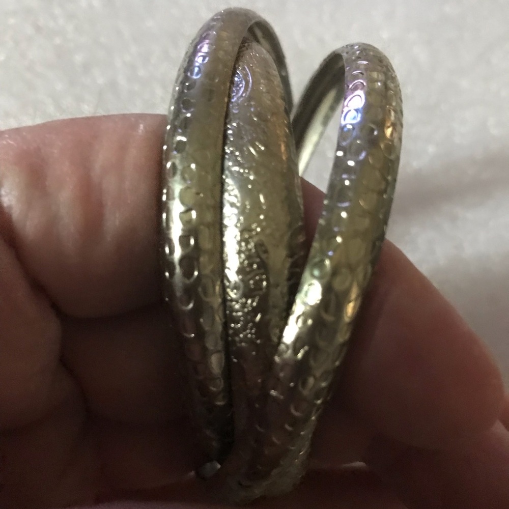 Silver Tone Women’s Stackable Bangle Bracelets - Picture 2 of 2